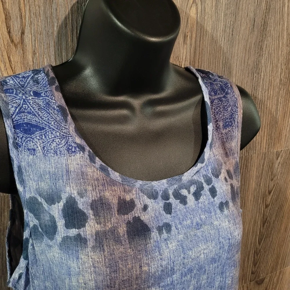 Parsley & Sage Tank Dress Size S Blue Abstract Animal Print Lightweight Artsy
